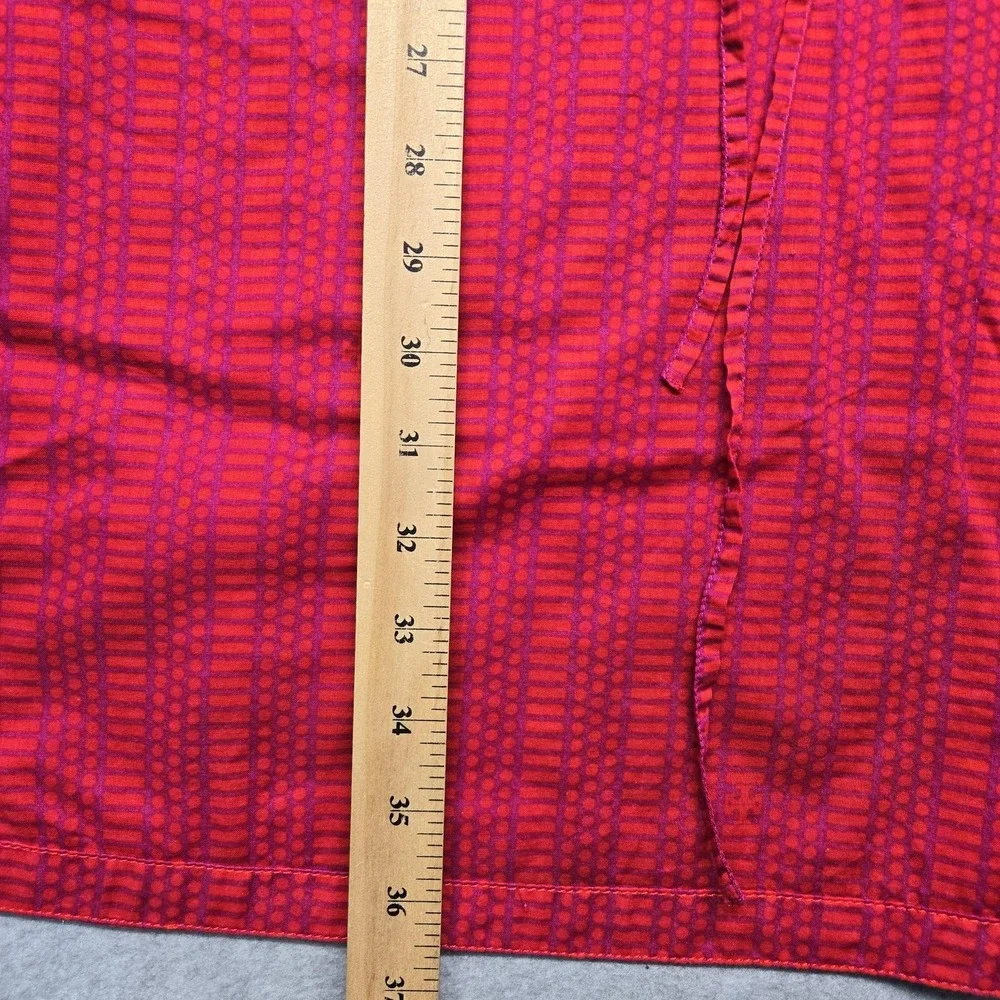 Tory Burch Dress Womens 2 Red Geometric Print Tunic Split Neck Waist Tie Boho‎